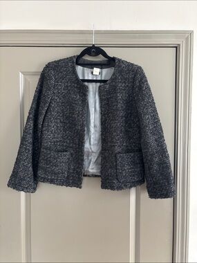 J. Crew Charcoal Bouclé Open-Front Jacket
